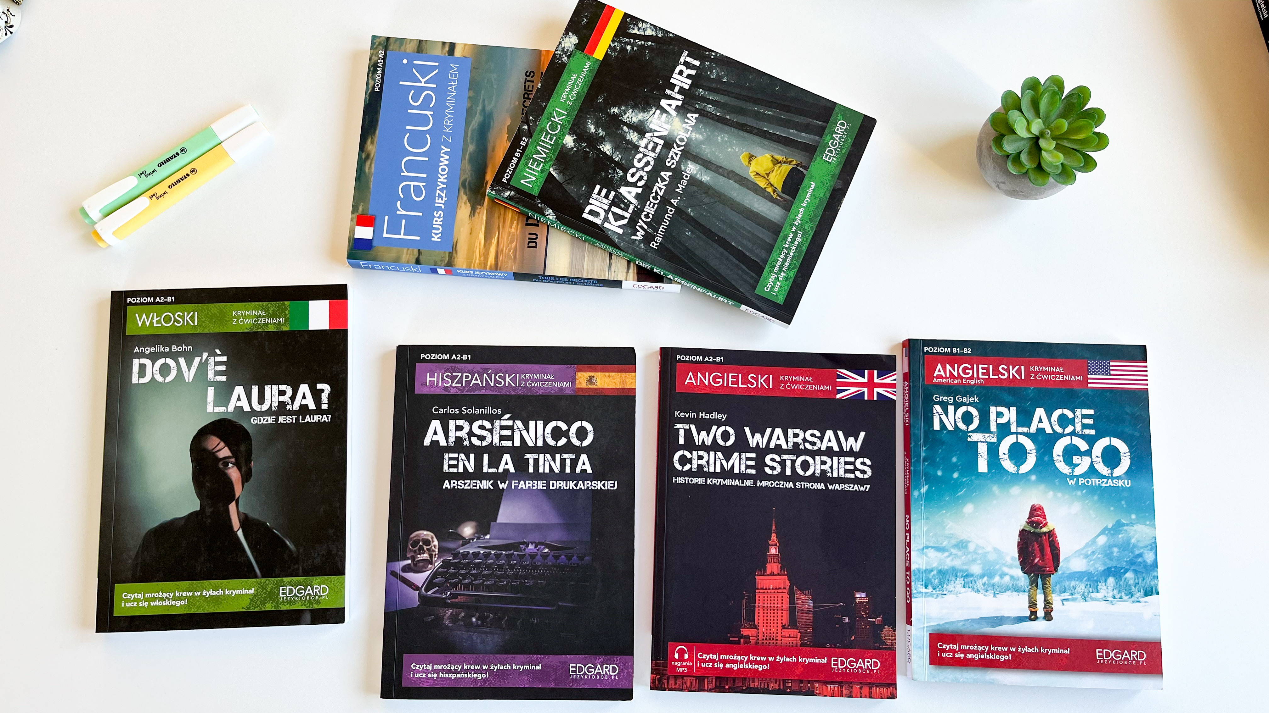 Prezentacja kryminałów do nauki języka m.in. włoskiego i angielskiego